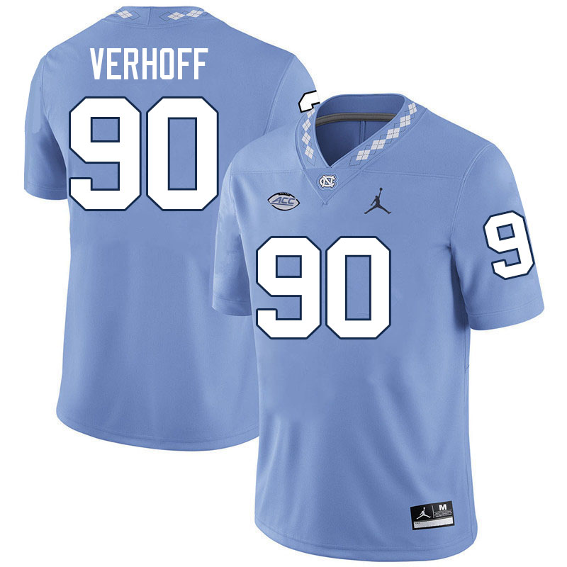 #90 Rece Verhoff North Carolina Tar Heels Jerseys,Apparels,Uniforms Stitched-Carolina Blue #90 Rece Verhoff North Carolina Tar Heels Jerseys,Apparels,Uniforms Stitched-Carolina Blue